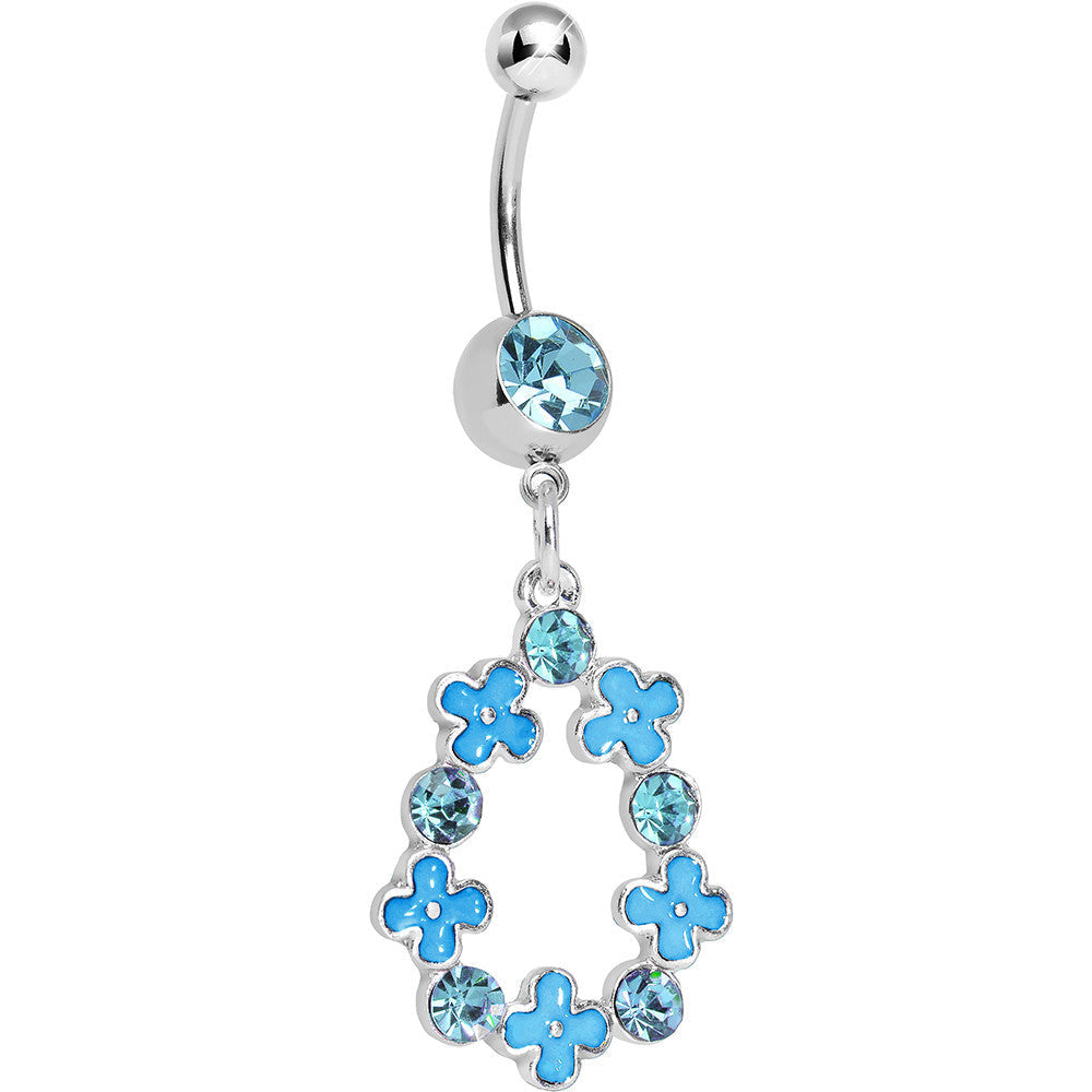 BodyCandy Aqua Gem Hugs and Kisses Dangle Belly Ring — main product shot