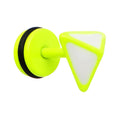 BodyCandy White on Light Green Neon Enamel 3-D Triangle Cheater Plug — main product shot