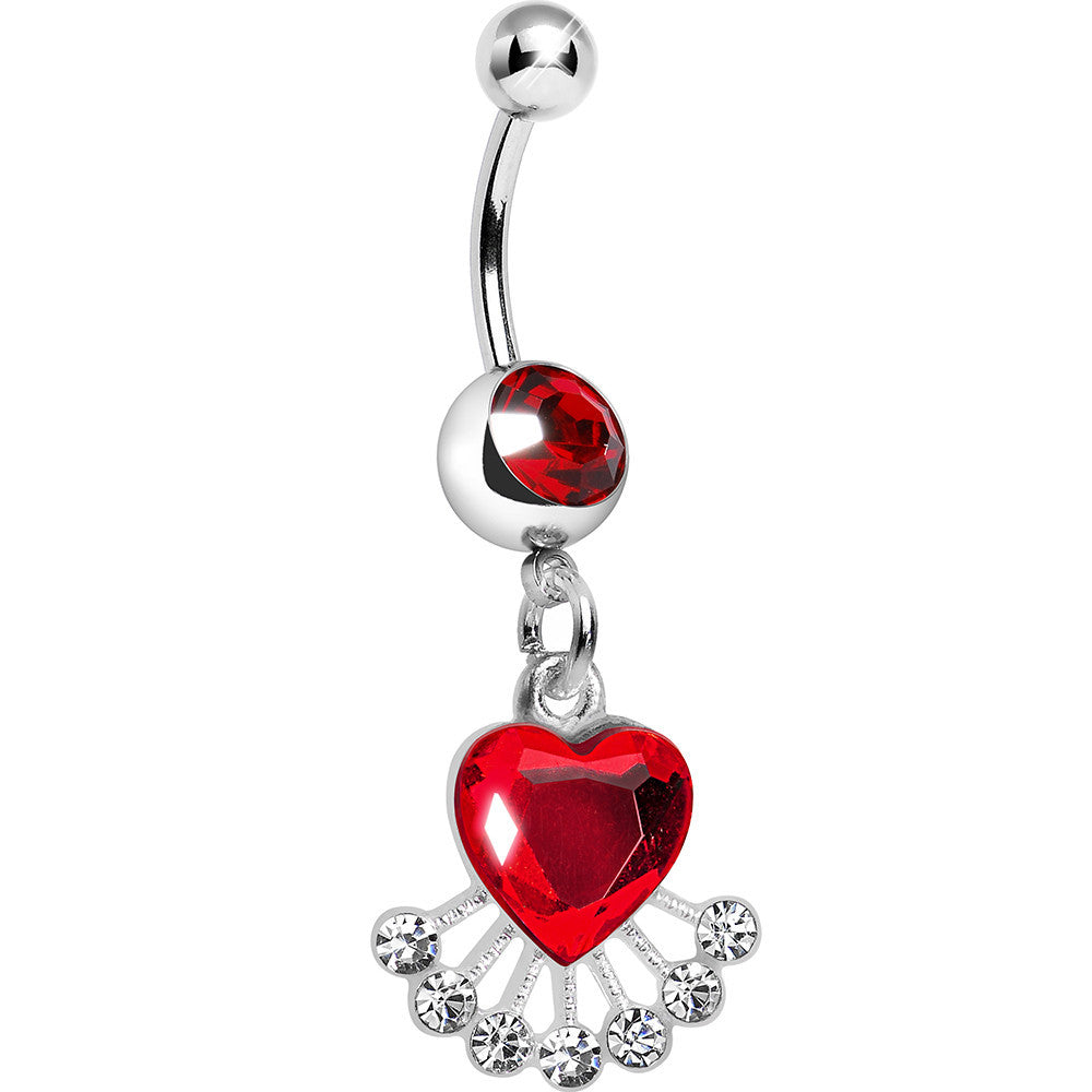 BodyCandy Red Gem Queen Ruby Heart Dangle Belly Ring — main product shot