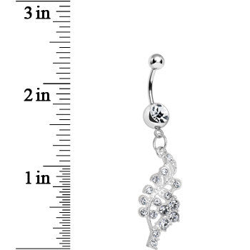 BodyCandy Clear Gem Icy Winter Branch Dangle Belly Ring — detail close-up