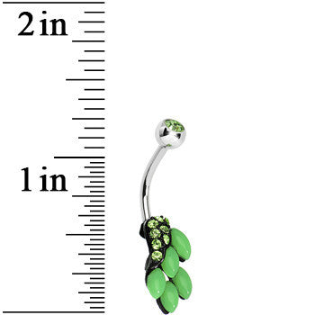BodyCandy Green Gem and Fruit on the Vine Belly Ring — detail close-up