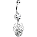 BodyCandy Crystalline Gem Paved Ball with Filigree Wings Dangle Belly Ring — main product shot