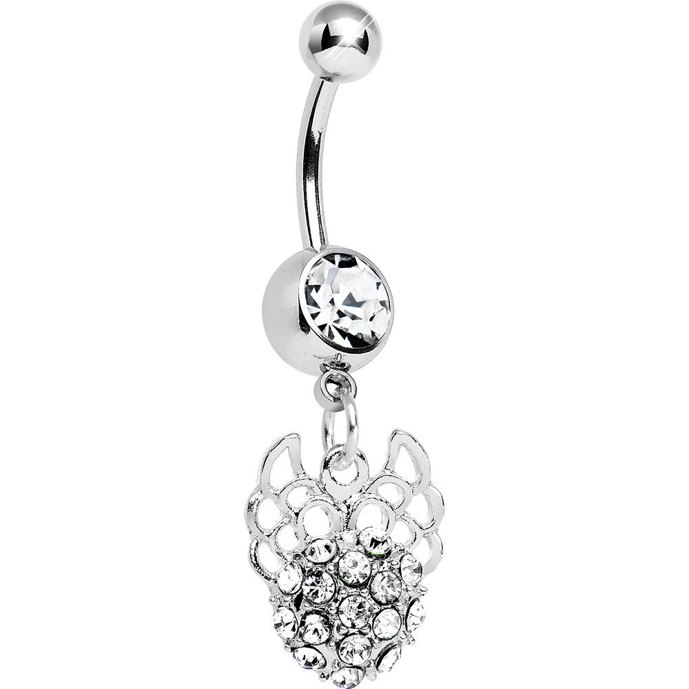 BodyCandy Crystalline Gem Paved Ball with Filigree Wings Dangle Belly Ring — main product shot