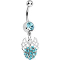 BodyCandy Aqua Gem Paved Ball with Filigree Wings Dangle Belly Ring — main product shot