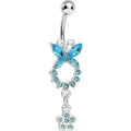 BodyCandy Aqua Gem Hollow Eternity Butterfly Dangle Belly Ring — main product shot