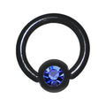 BodyCandy 16G 1/4 Blue Gem Black Titanium BCR Captive Ring — main product shot
