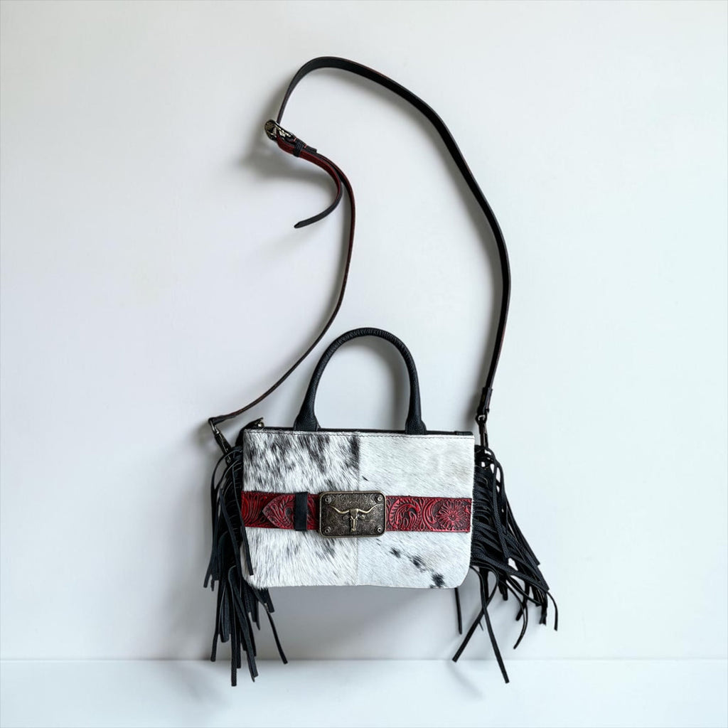 Genuine Leather and Cowhide Fringe Wristlet/Crossbody