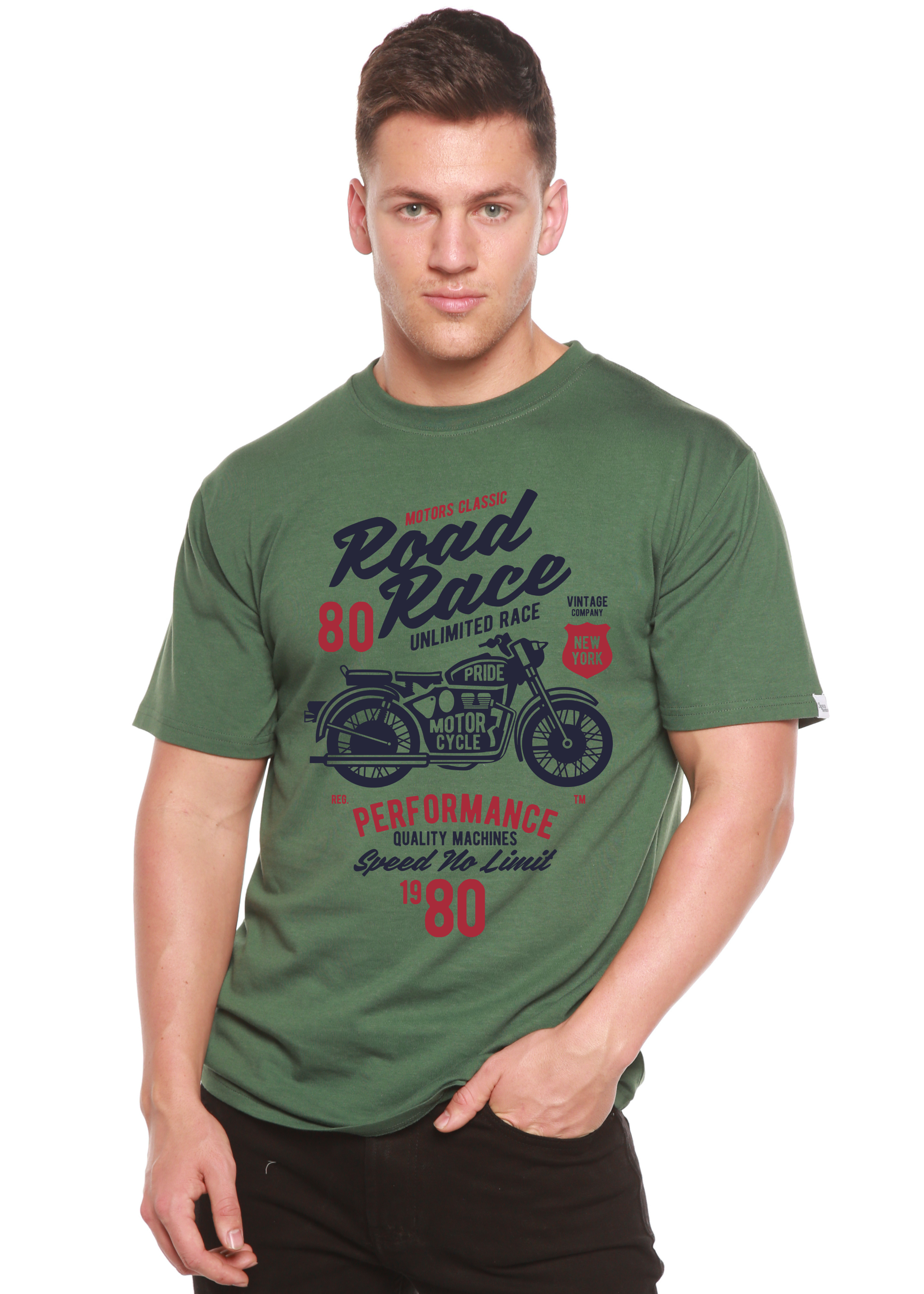 Spun Bamboo Road Race Motorcycles Spun Bamboo® Men's Bamboo Viscose/Organic Cotton Short Sleeve Graphic T-Shirt — side view