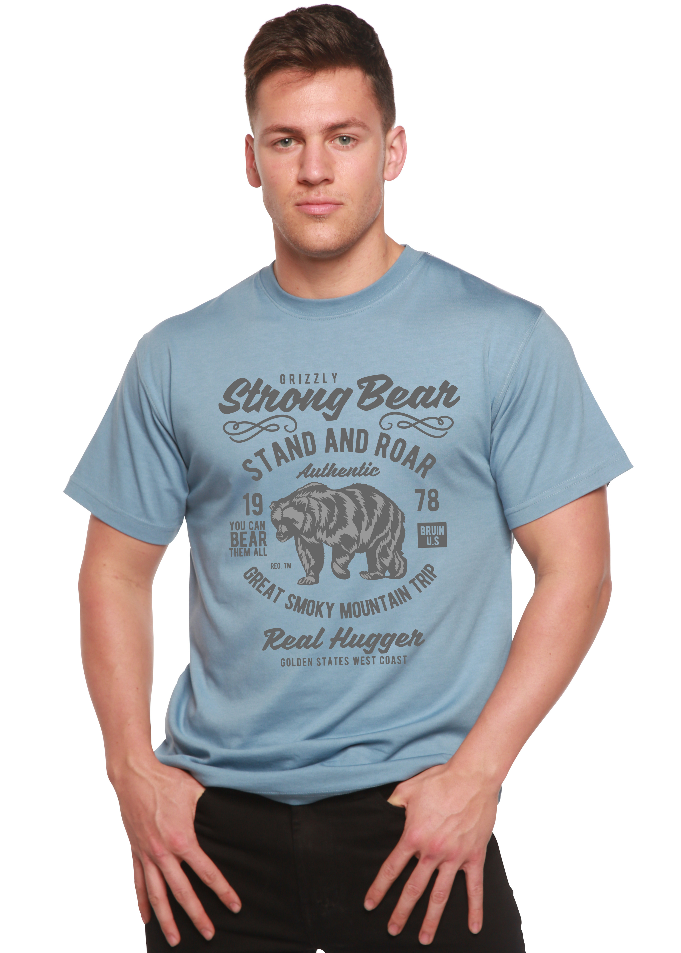 Spun Bamboo Strong Bear Spun Bamboo® Men's Bamboo Viscose/Organic Cotton Short Sleeve Graphic T-Shirt — back view