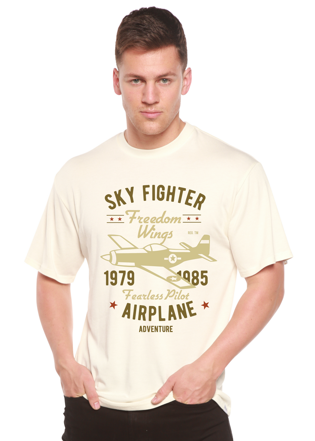 Spun Bamboo Sky Fighter Spun Bamboo® Men's Bamboo Viscose/Organic Cotton Short Sleeve Graphic T-Shirt — side view
