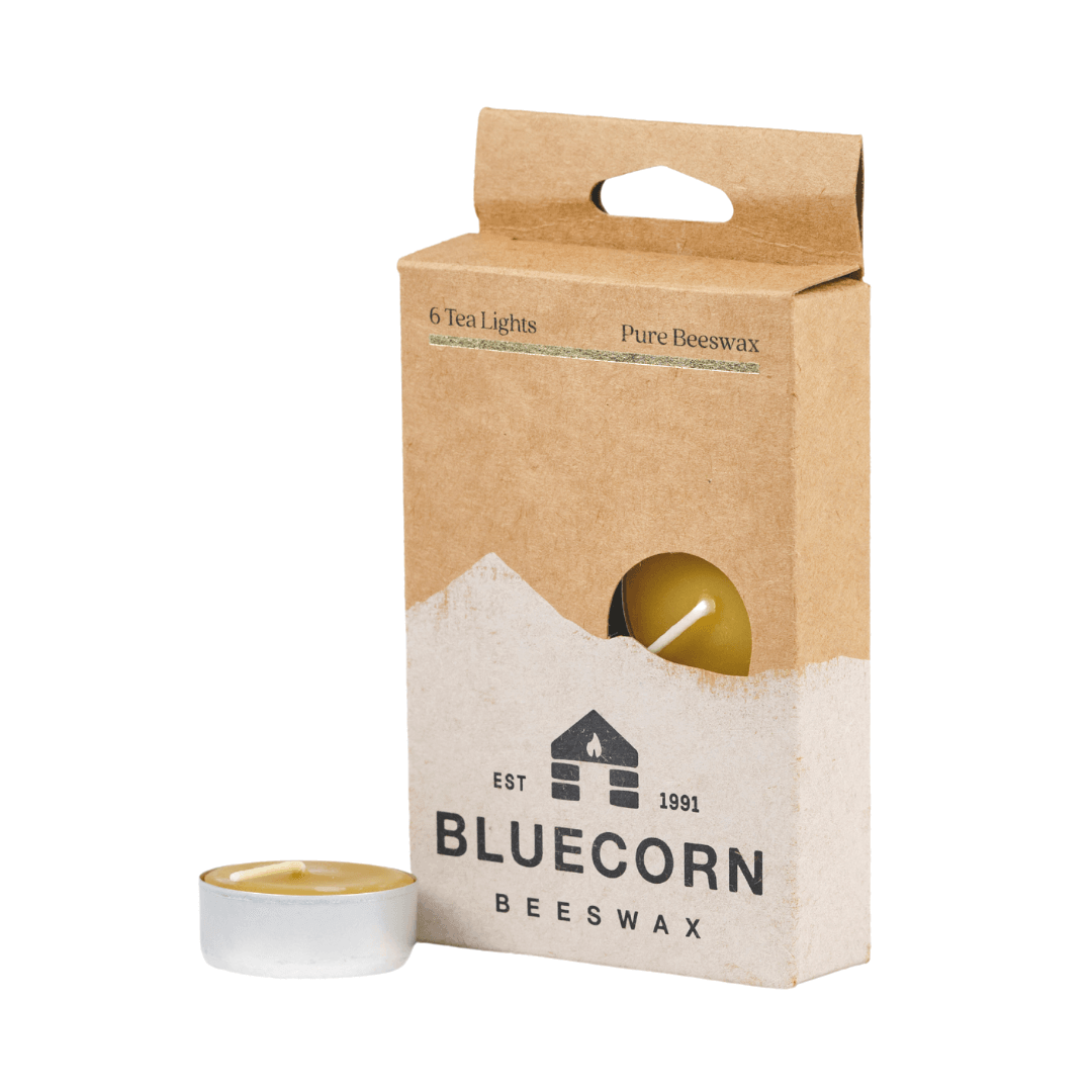 Bluecorn Candles Pure Beeswax Tea Light Candles — in-use photo