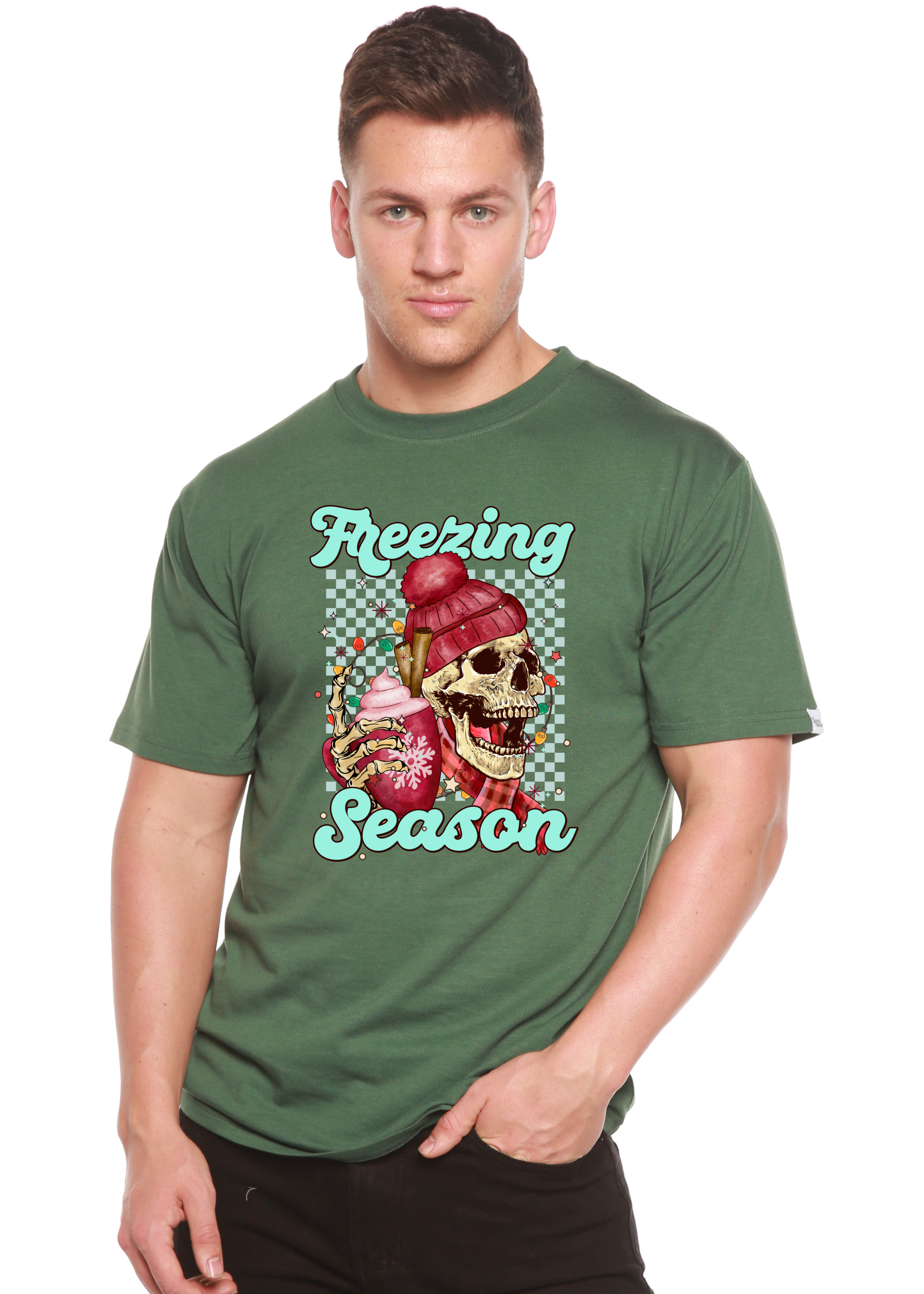 Spun Bamboo Freezing Season Unisex Bamboo Viscose/Organic Cotton Short Sleeve Graphic T-Shirt — alternative angle