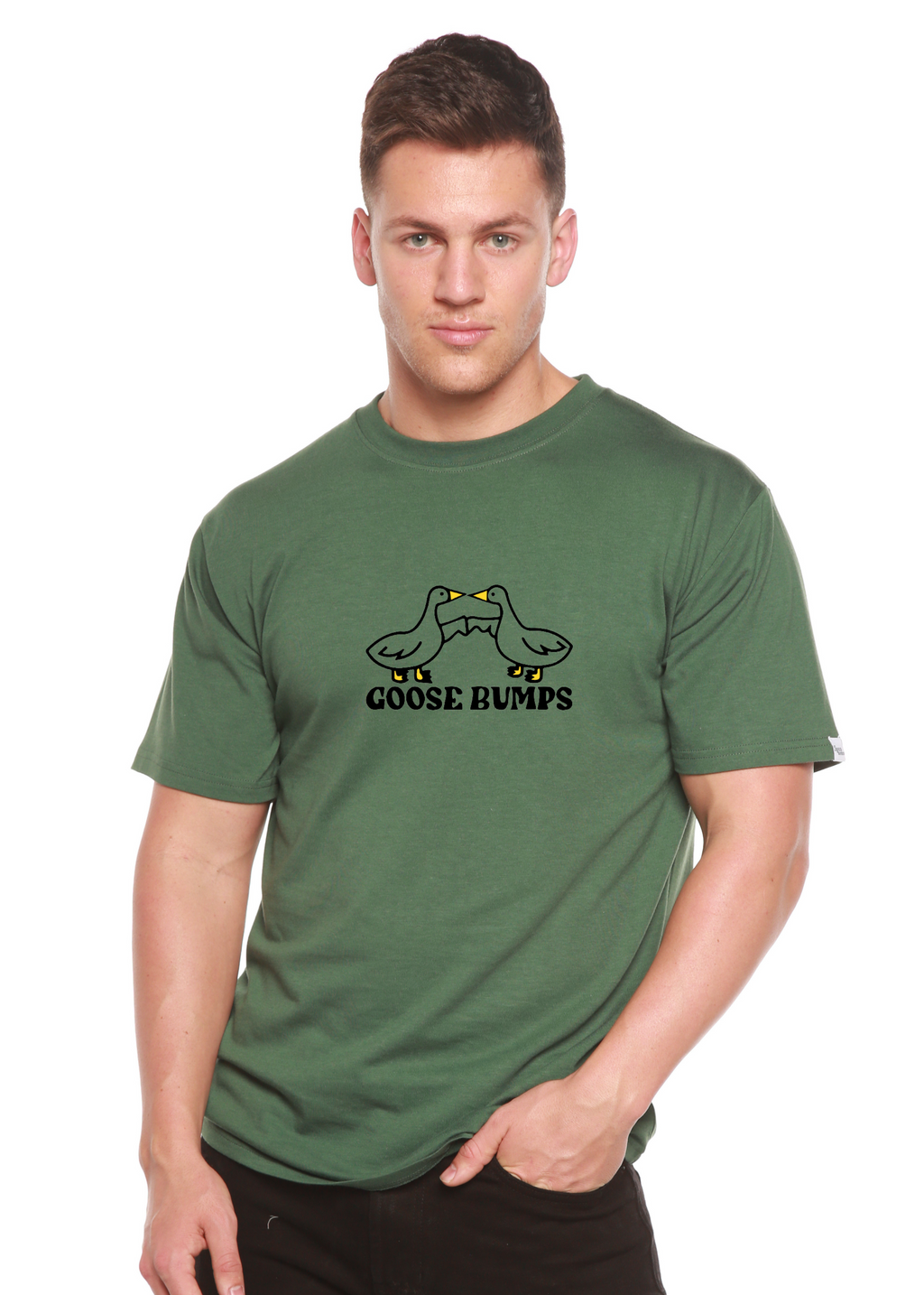Spun Bamboo Goose Bumps Men's Bamboo Viscose/Organic Cotton Short Sleeve Graphic T-Shirt — side view