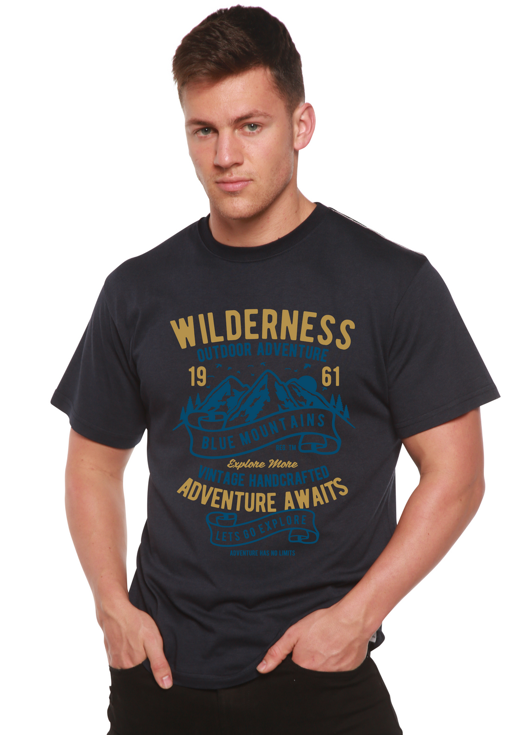 Spun Bamboo Wilderness Spun Bamboo® Men's Bamboo Viscose/Organic Cotton Short Sleeve Graphic T-Shirt — back view