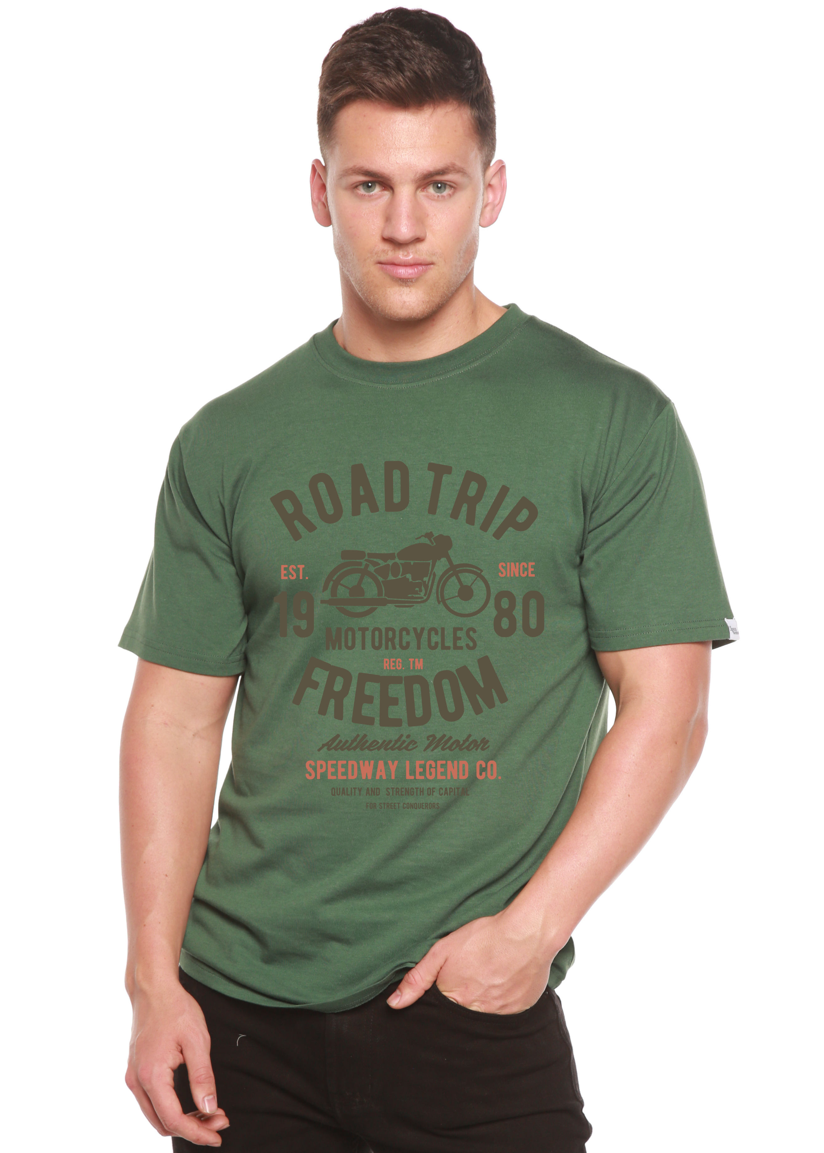 Spun Bamboo Road Trip Spun Bamboo® Men's Bamboo Viscose/Organic Cotton Short Sleeve Graphic T-Shirt — color detail