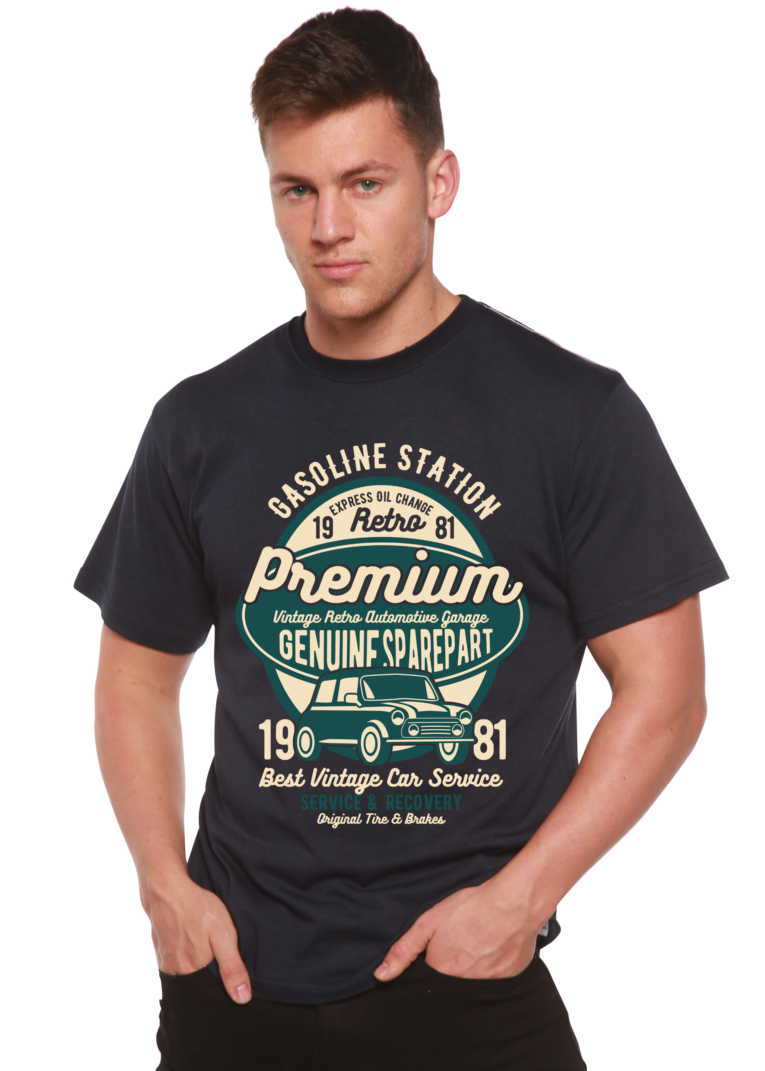 Spun Bamboo Premium Garage Spun Bamboo® Men's Bamboo Viscose/Organic Cotton Short Sleeve Graphic T-Shirt — side view