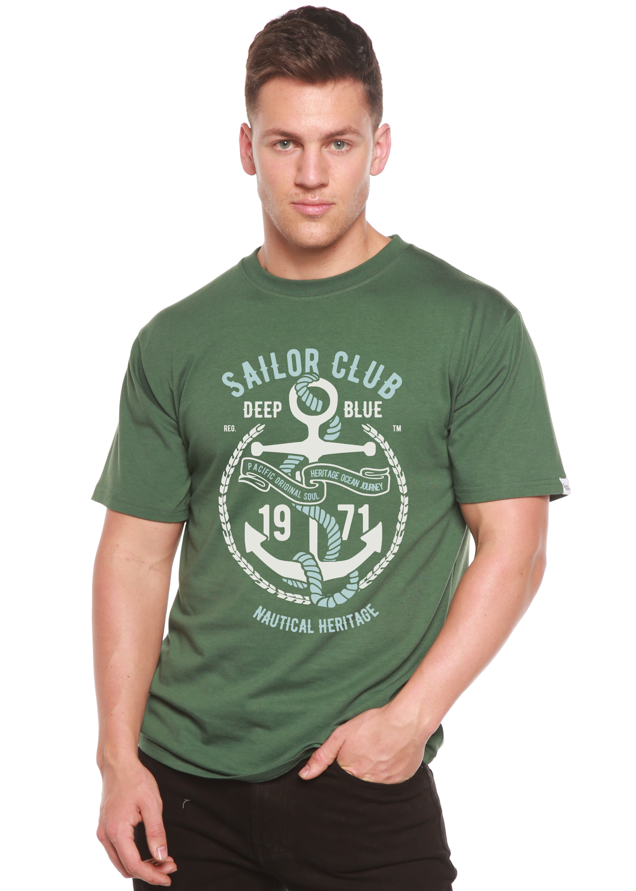 Spun Bamboo Sailor Club Spun Bamboo® Men's Bamboo Viscose/Organic Cotton Short Sleeve Graphic T-Shirt — detail close-up