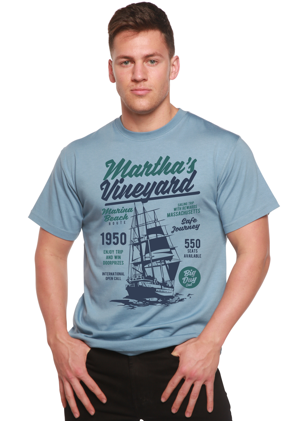 Spun Bamboo Martha's vineyard Men's Bamboo Viscose/Organic Cotton Short Sleeve Graphic T-Shirt — alternative angle