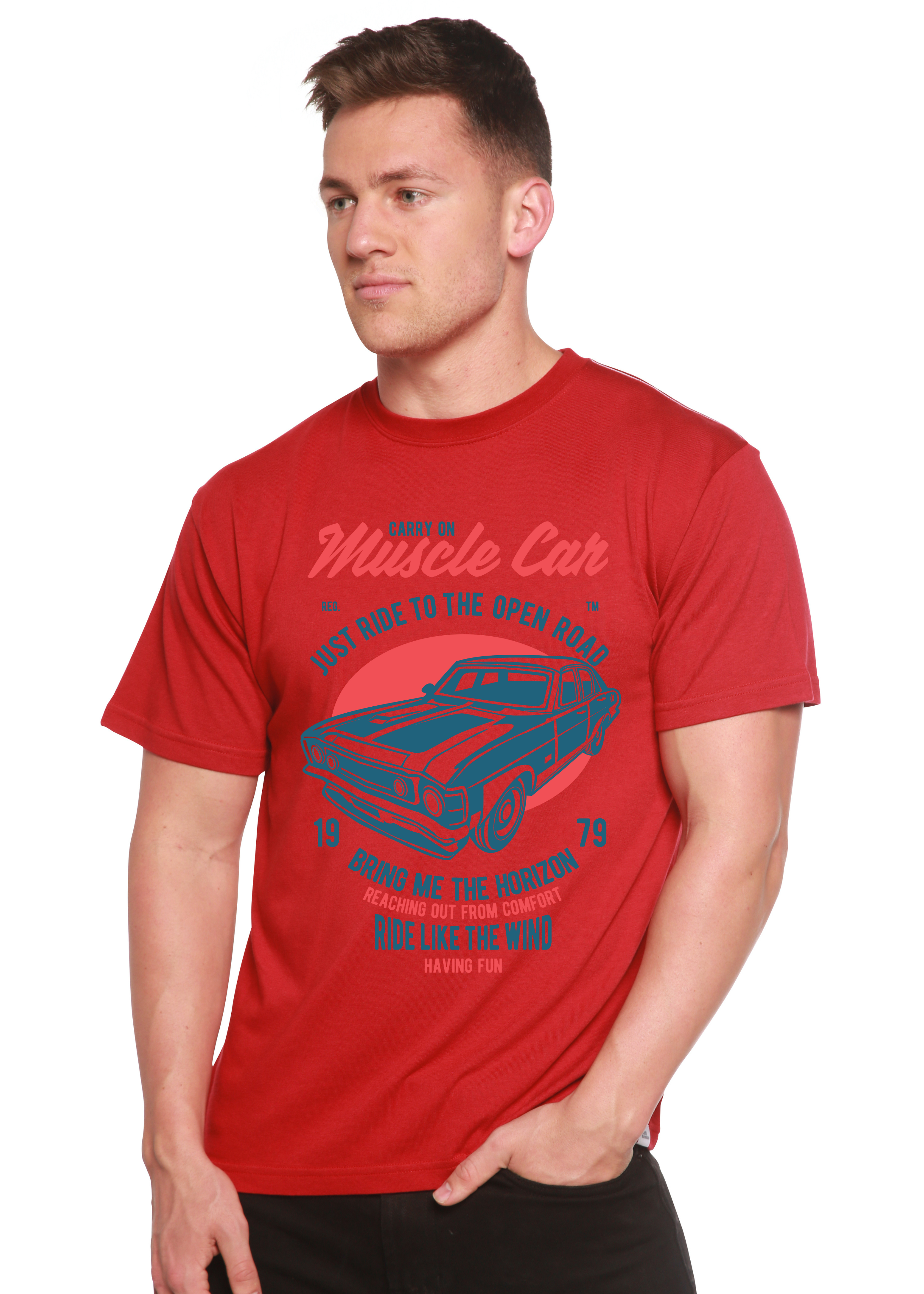 Spun Bamboo Muscle Car Spun Bamboo® Men's Bamboo Viscose/Organic Cotton Short Sleeve Graphic T-Shirt — back view