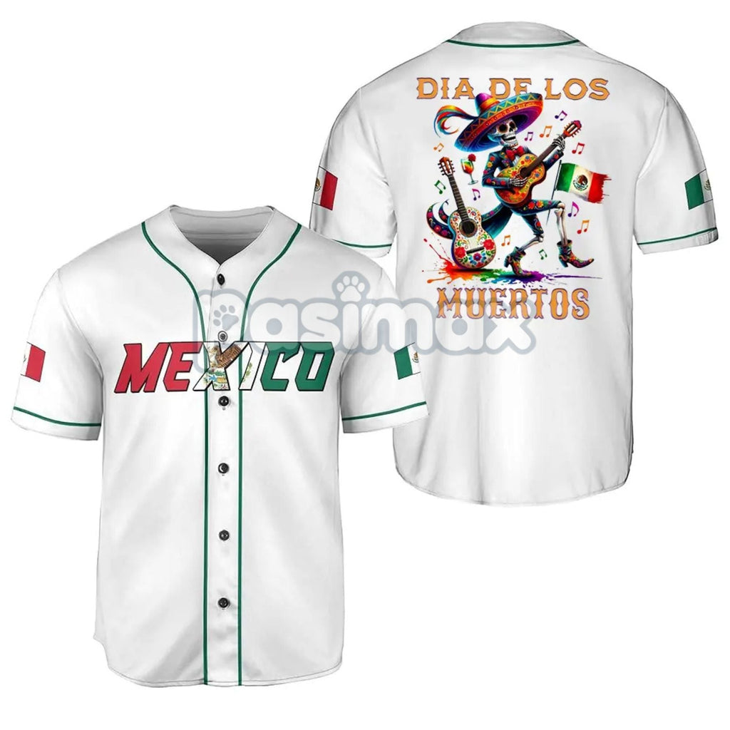 Pasimax Mexico Día de los Muertos Baseball Jersey — detail close-up