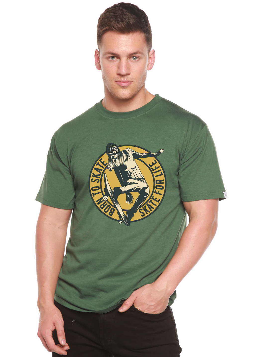 Spun Bamboo Skate For Life Men's Bamboo Viscose/Organic Cotton Short Sleeve Graphic T-Shirt — side view