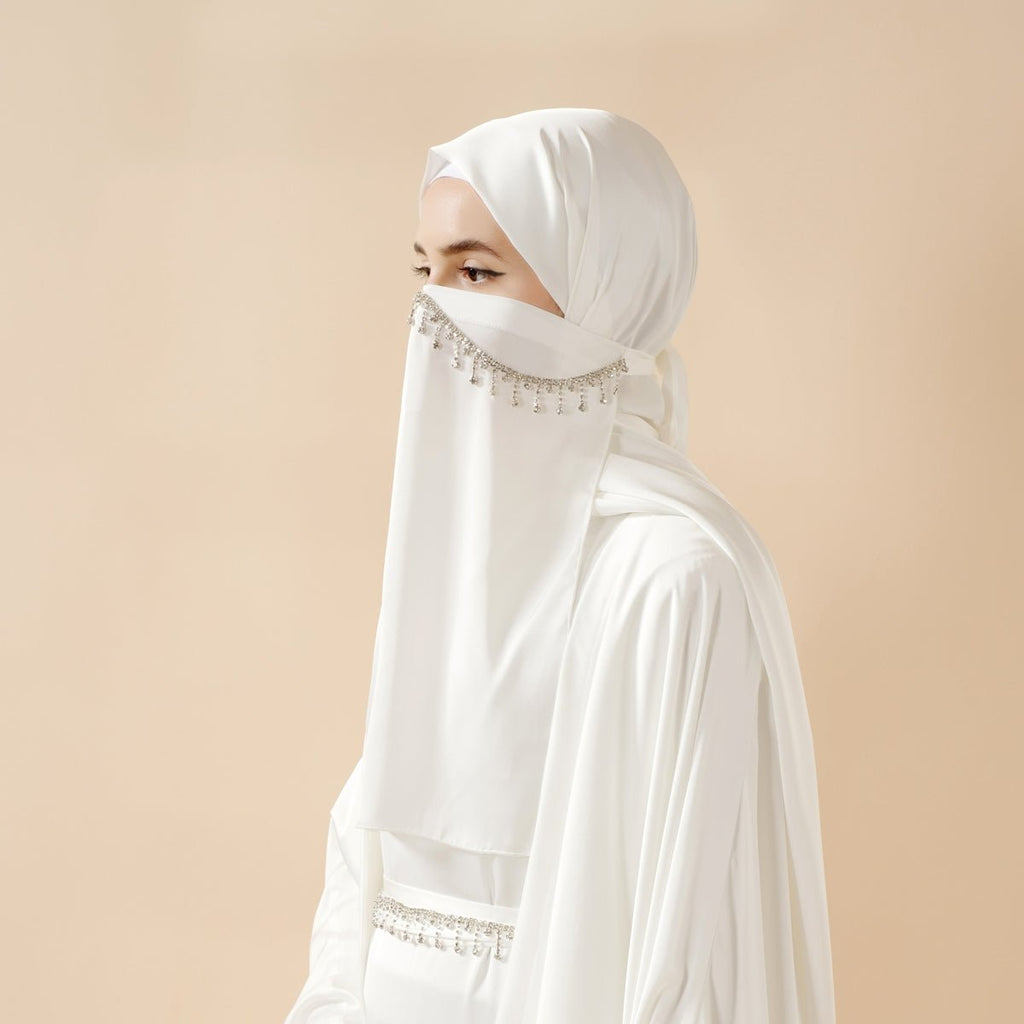 Mariam's Collection 5-Piece Set Butterfly Abaya With Niqab, Loose Full Cover Satin Abaya (MOA019) — construction detail