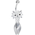 BodyCandy Crystalline Gem Gleaming Feathers Surprised Owl Dangle Belly Ring — main product shot