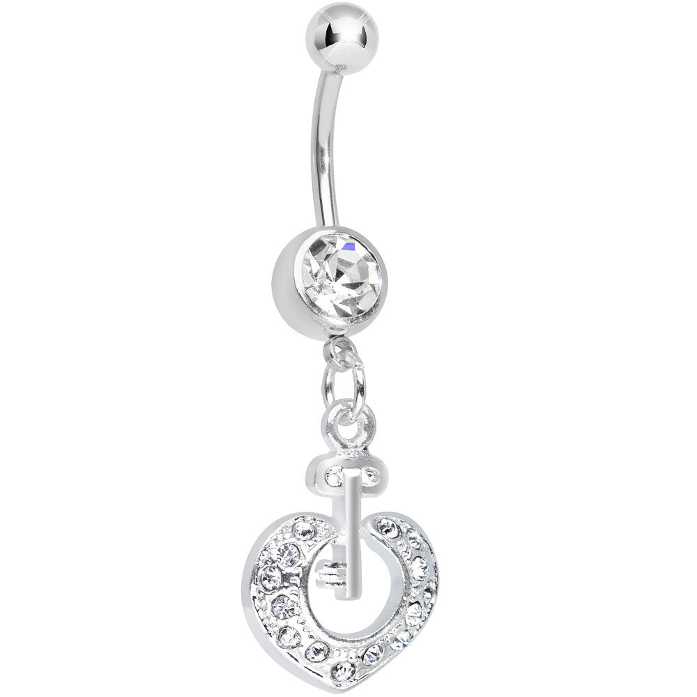 BodyCandy Crystalline Gem Your Heart Has the Key Dangle Belly Ring — main product shot