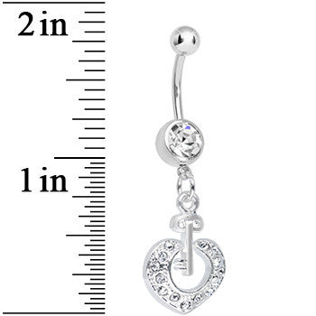 BodyCandy Crystalline Gem Your Heart Has the Key Dangle Belly Ring — detail close-up