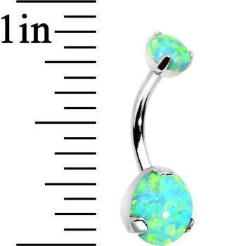 BodyCandy Double Green Synthetic Opal Internally Threaded Belly Ring 3/8 — lifestyle context