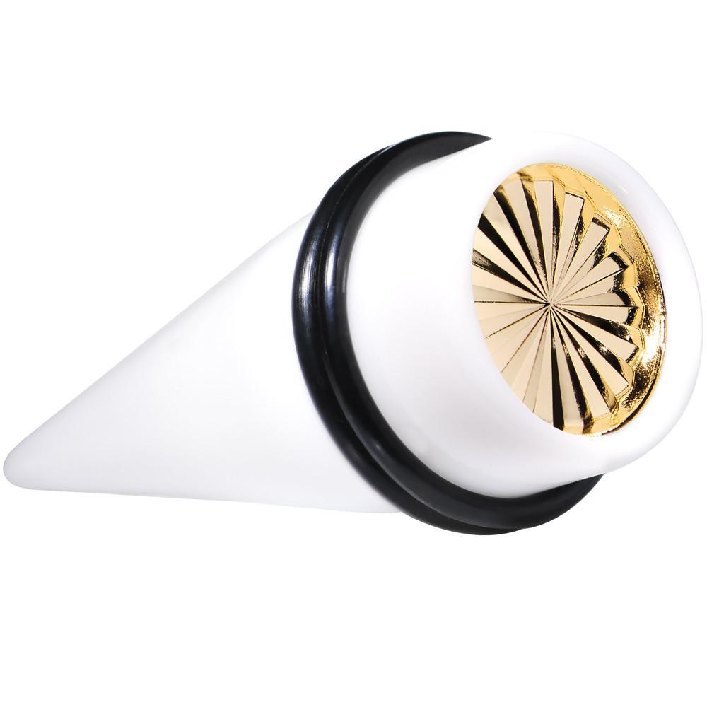 BodyCandy White Acrylic Gold Flashy Tire Rim Taper 2G to 20mm — size reference