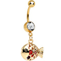 BodyCandy Multi Cubic Zirconia Gold Plated Glamorous Goldfish Dangle Belly Ring — main product shot