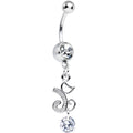 BodyCandy Clear Cubic Zirconia Falling Ribbon Swoosh Dangle Belly Ring — main product shot