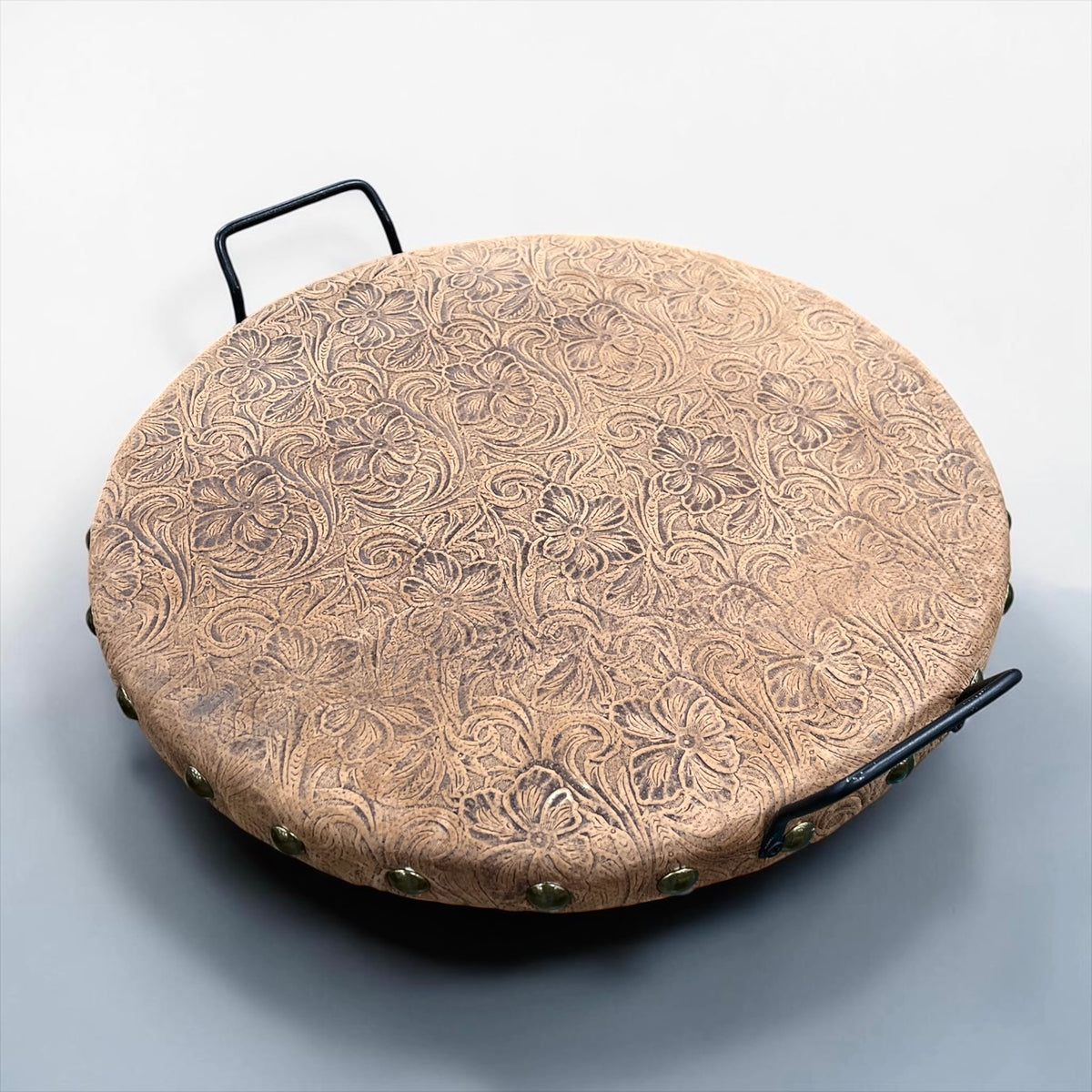 Tooled Genuine Round Wood Trays