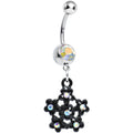 BodyCandy Aurora Gem Flowering Dark Winter Snowflake Dangle Belly Ring — main product shot