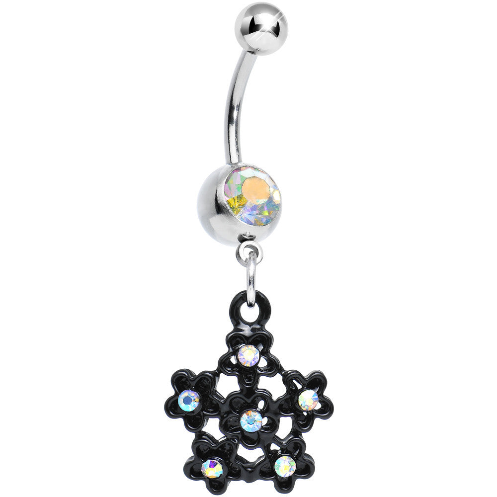 BodyCandy Aurora Gem Flowering Dark Winter Snowflake Dangle Belly Ring — main product shot
