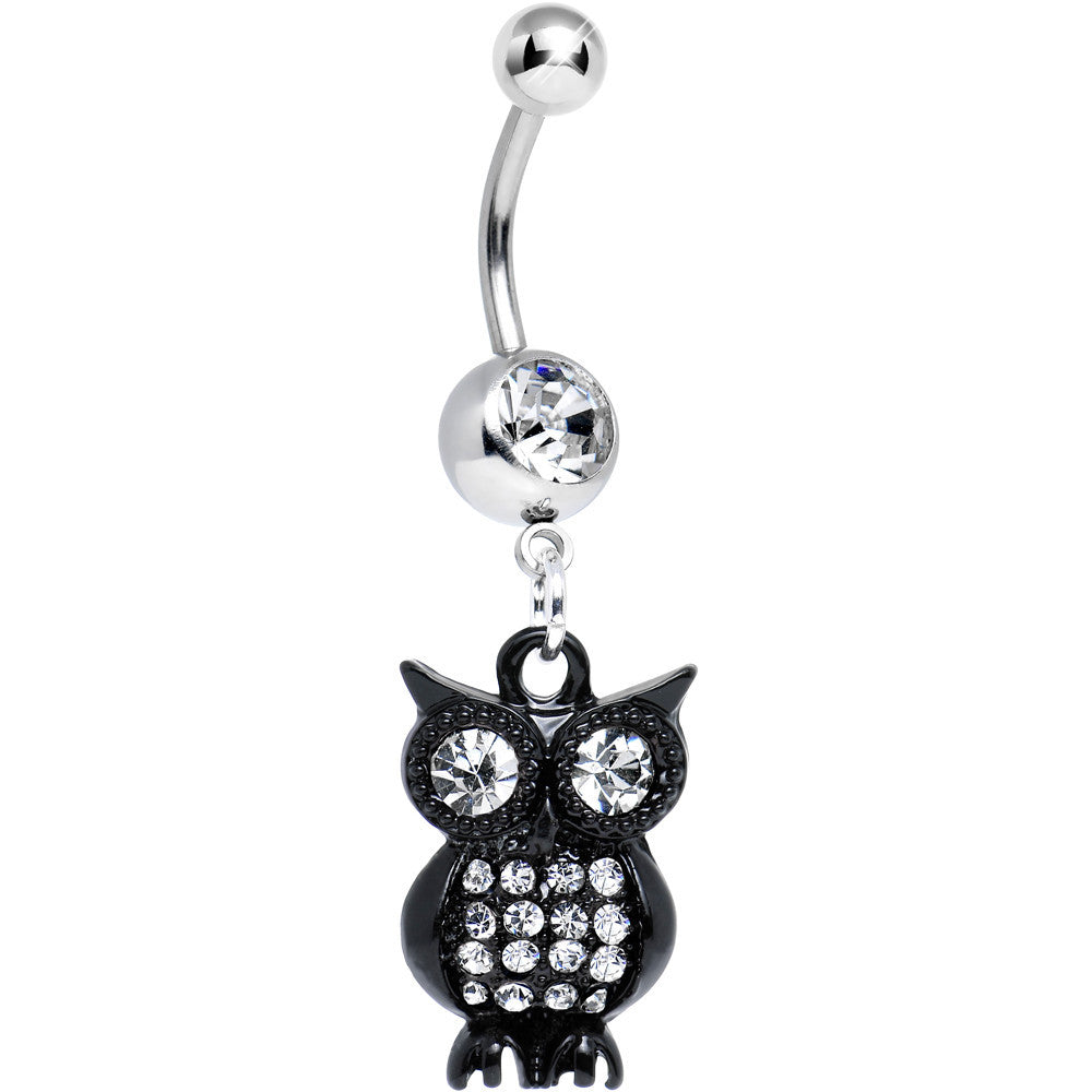 BodyCandy Clear Gem Dark and Clever Evening Owl Dangle Belly Ring — main product shot