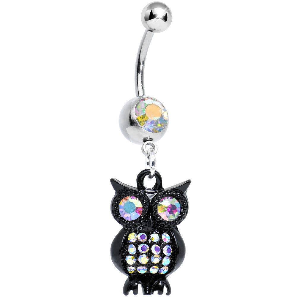 BodyCandy Aurora Gem Dark and Clever Evening Owl Dangle Belly Ring — main product shot