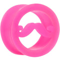 BodyCandy 18mm Pink Silicone Dapper Mustache Tunnel Plug — main product shot
