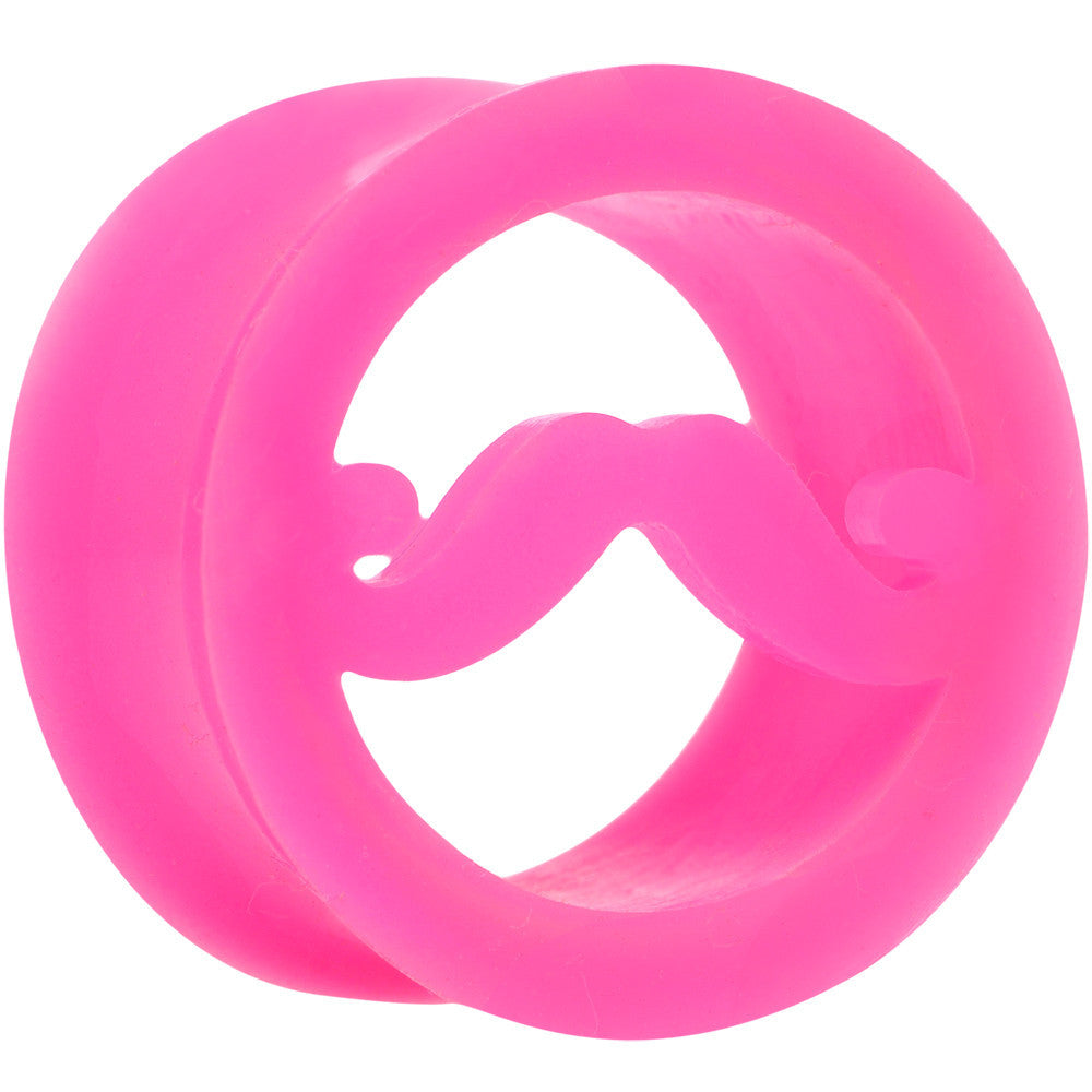 BodyCandy 20mm Pink Silicone Dapper Mustache Tunnel Plug — main product shot
