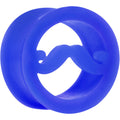 BodyCandy 20mm Blue Silicone Dapper Mustache Tunnel Plug — main product shot