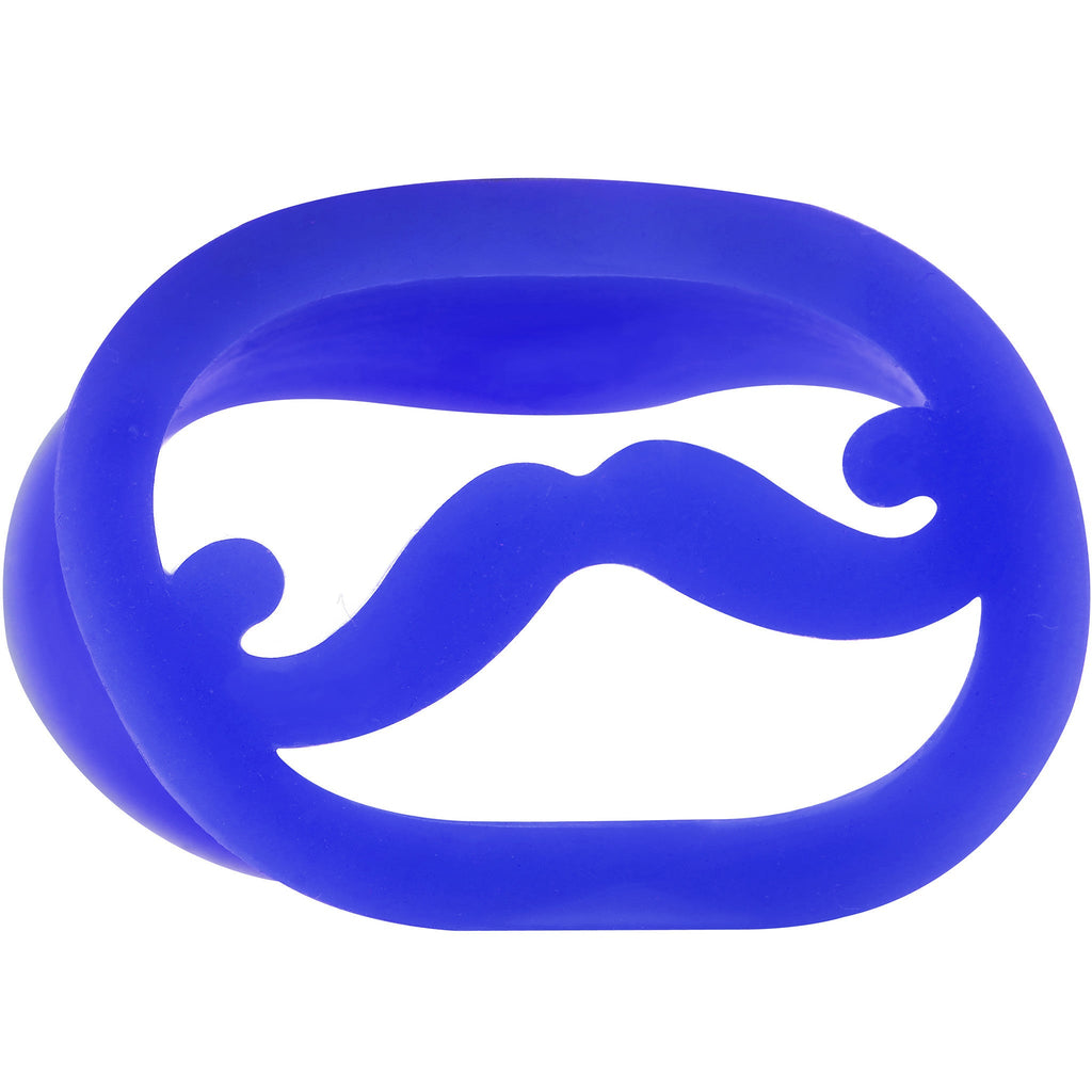 BodyCandy 20mm Blue Silicone Dapper Mustache Tunnel Plug — lifestyle context