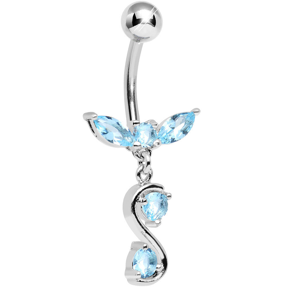 BodyCandy Aqua Cubic Zirconia Flight to Infinity Dangle Belly Ring — main product shot