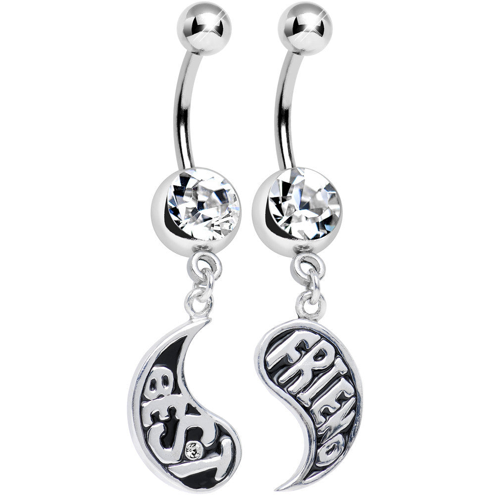 BodyCandy Clear Gem Rainy Day Best Friend Raindrop Dangle Belly Ring Set — main product shot