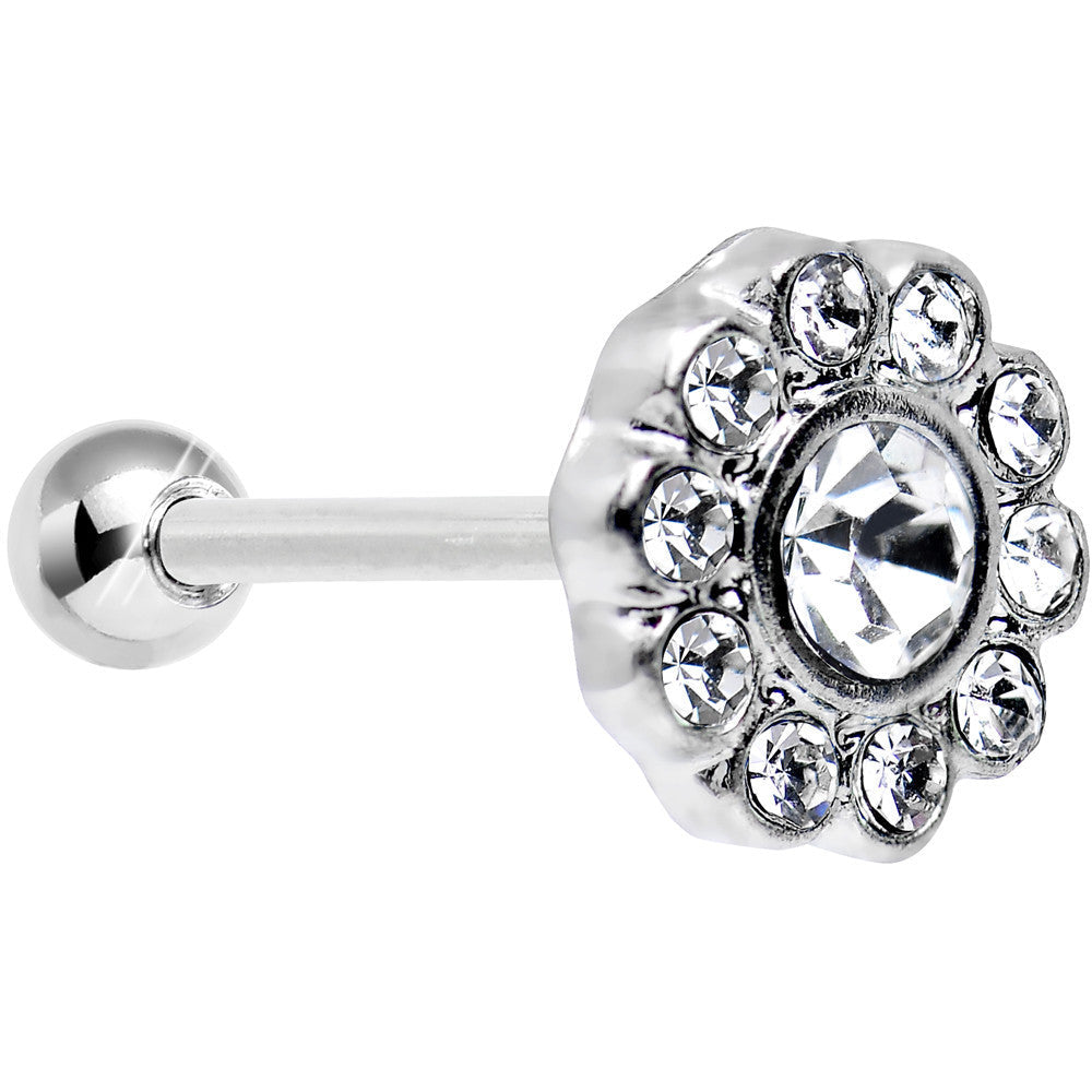 BodyCandy 18G Clear CZ Sparkling Flower Cartilage Tragus Earring — main product shot