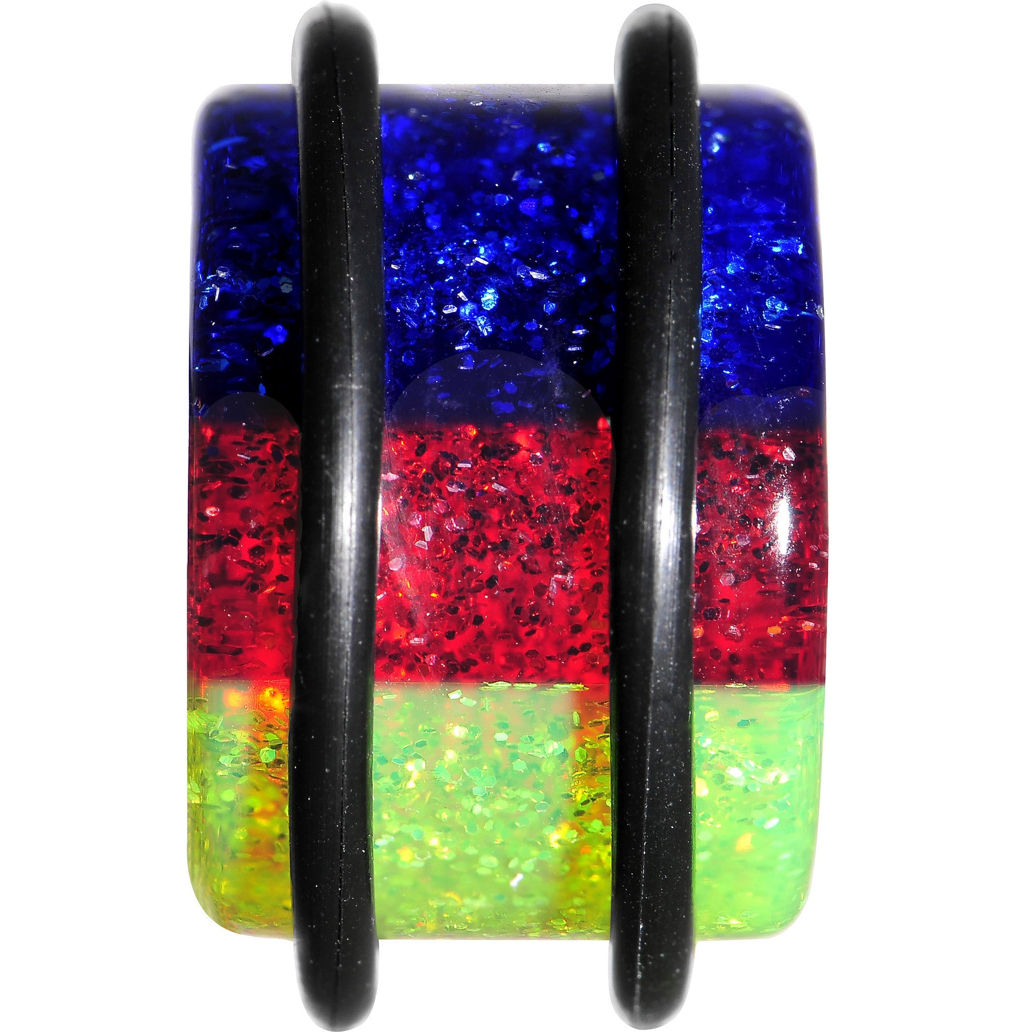 BodyCandy 18mm Green Red Blue Acrylic Vibrant Glitter Single Flare Plug — lifestyle context