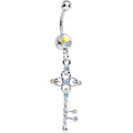 BodyCandy Aurora Gem Sparkling Twisted Key Dangle Belly Ring — main product shot
