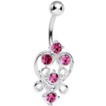 BodyCandy Pink Gem Lovely in Lace Heart Belly Ring — main product shot