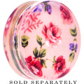 BodyCandy 34mm Acrylic Pink Grandma's Wallpaper Flowered Saddle Plug — main product shot