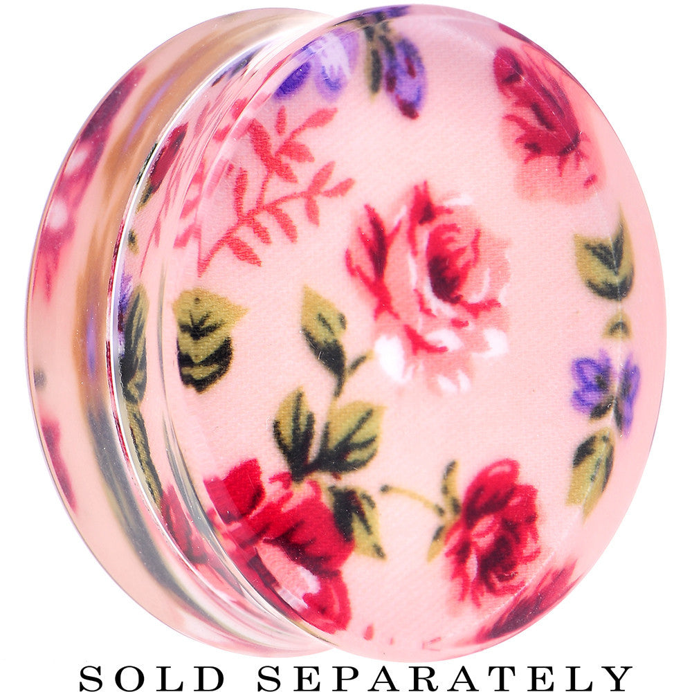BodyCandy 36mm Acrylic Pink Grandma's Wallpaper Flowered Saddle Plug — main product shot